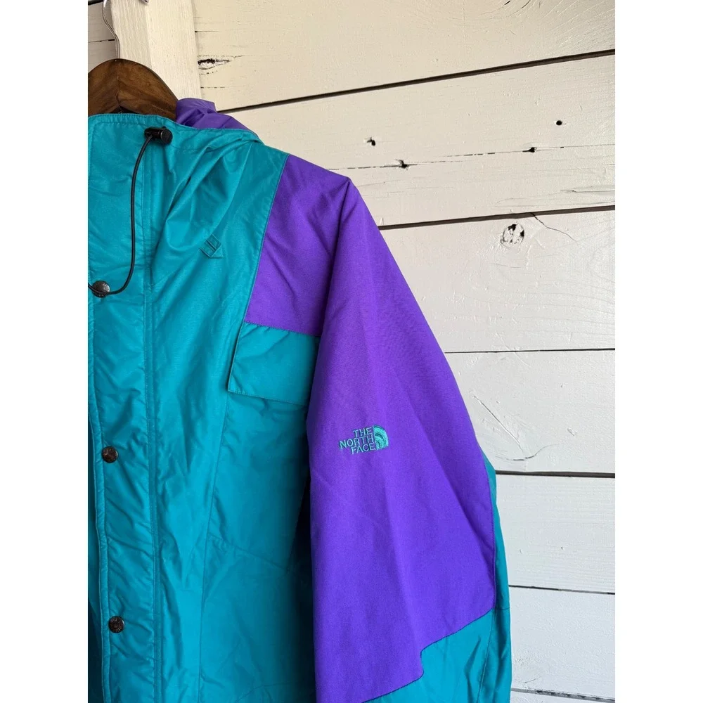 The North Face Vintage Mountain Jacket Teal Purple Colorblock Mens Medium Shell